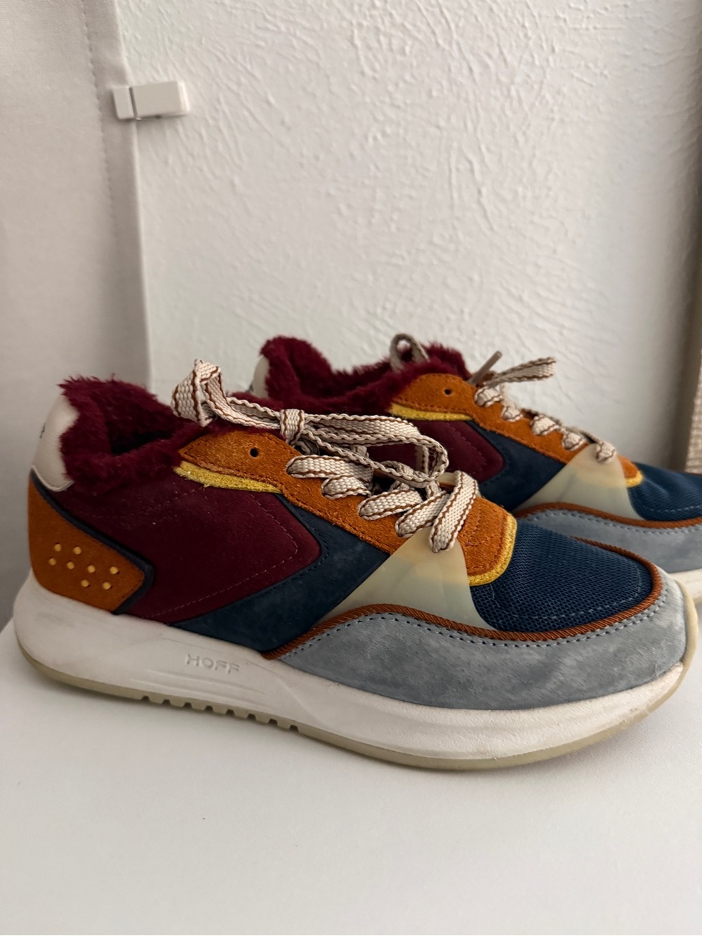 HOFF Surry Hills maroon, chestnut and blue suede sneakers